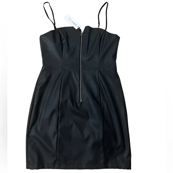 chinese dress ladies NEW BCBG Maxazria Black Combo Faux Leather Dress main image 0
